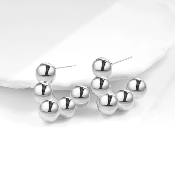 Metal Geometric Copper Earrings With Real Gold Plating