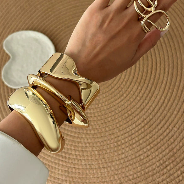 Metal Geometric Cross Spring Bracelet With Electroplating Design Fashion Trend Style