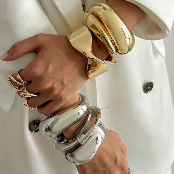 Metal Geometric Cross Spring Bracelet With Electroplating Design Fashion Trend Style
