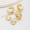 Metal Geometric Cshaped Electroplated Women's Ear Clip And Ear Nail Set