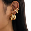 Metal Geometric Cshaped Electroplated Women's Ear Clip And Ear Nail Set