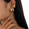 Metal Geometric Cshaped Electroplated Women's Ear Clip And Ear Nail Set