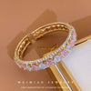Metal Geometric Diamondencrusted Open Bracelet
