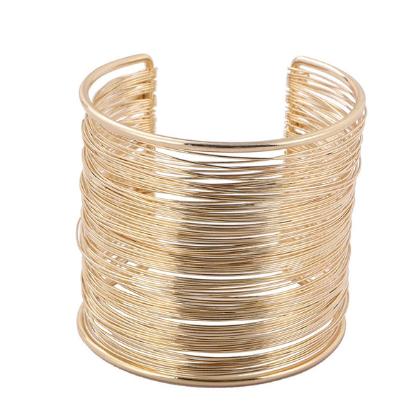 Metal Geometric Electroplated Opening Multilayer Arm Ring Bracelet