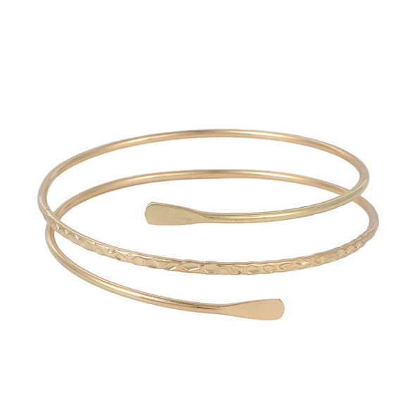 Metal Geometric Electroplated Opening Multilayer Arm Ring Bracelet