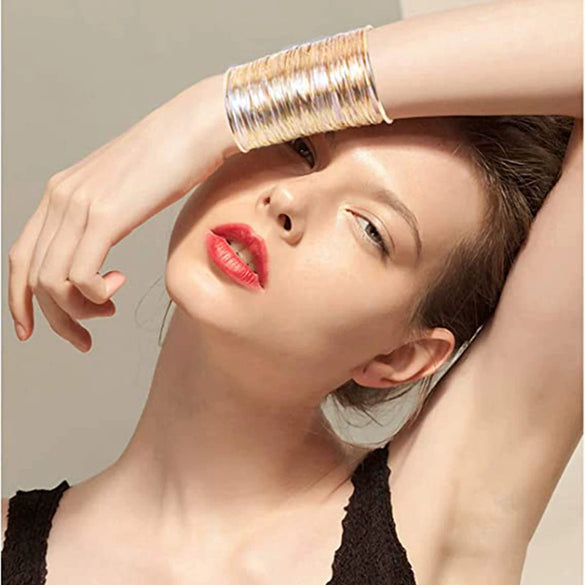 Metal Geometric Electroplated Opening Multilayer Arm Ring Bracelet