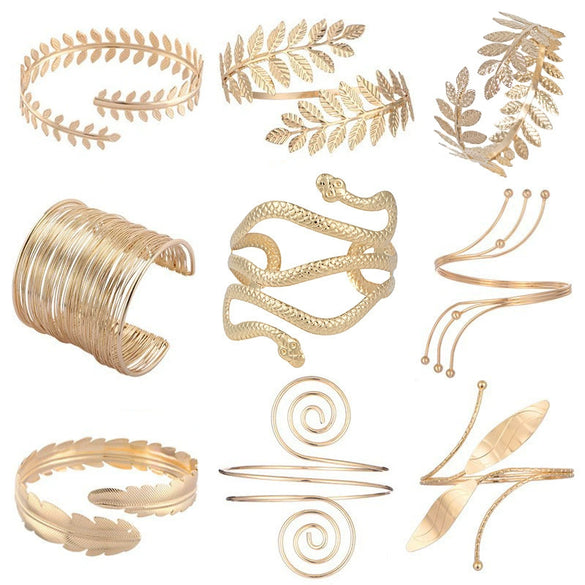 Metal Geometric Electroplated Opening Multilayer Arm Ring Bracelet