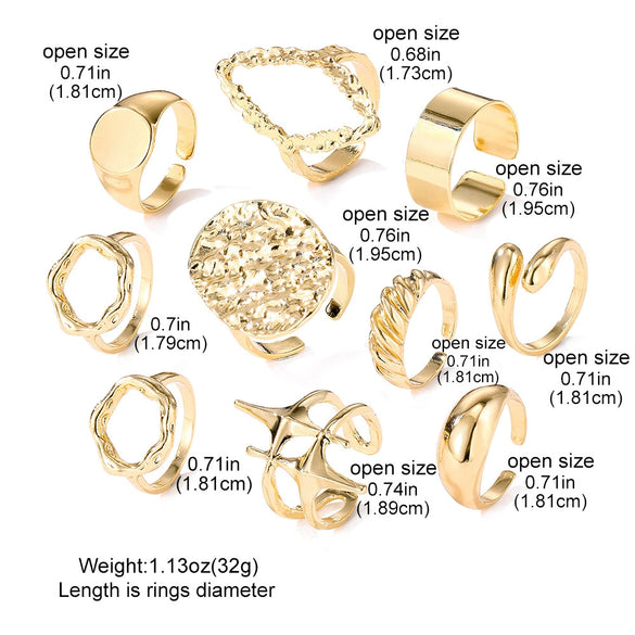 Metal Geometric Electroplated Women's Opening Ring Set