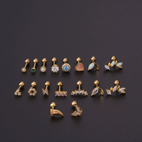 Metal Geometric Electroplated Women's Titanium Steel Gem Earrings