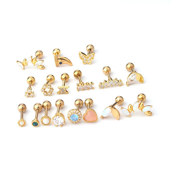Metal Geometric Electroplated Women's Titanium Steel Gem Earrings