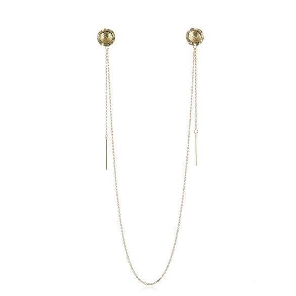 Metal Geometric Electroplating Long Tassel Style Earrings And Necklace Set For Women
