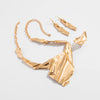 Metal Geometric Exaggerated Irregular Pleated Pendant Necklace For Women Electroplated