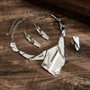 Metal Geometric Exaggerated Irregular Pleated Pendant Necklace For Women Electroplated
