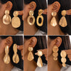 Metal Geometric Exaggerated Irregular Water Drop Stitching Electroplated Women's Ring Pendant Earrings