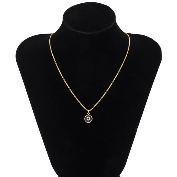 Metal Geometric Eye Pendant Box Chain Necklace For Women