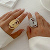 Metal Geometric Fivepetal Flower Stereo Open Winding Ring Electroplated Ins Style For Women