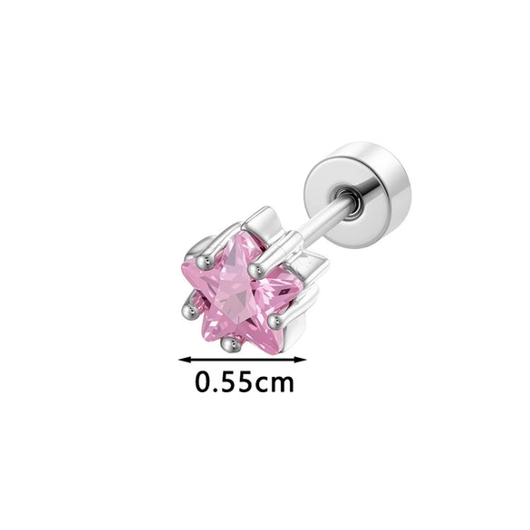 Metal Geometric Fivepointed Star Ear Bone Studs With Zirconia For Unisex Piercing