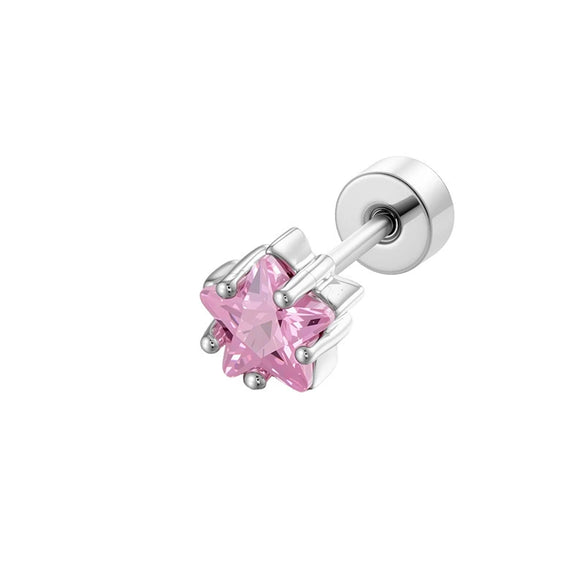 Metal Geometric Fivepointed Star Ear Bone Studs With Zirconia For Unisex Piercing
