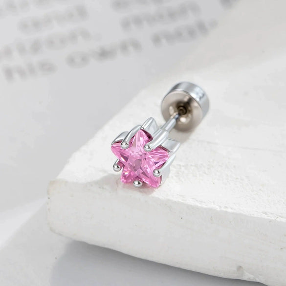 Metal Geometric Fivepointed Star Ear Bone Studs With Zirconia For Unisex Piercing