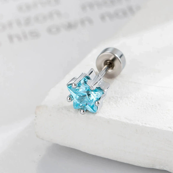 Metal Geometric Fivepointed Star Ear Bone Studs With Zirconia For Unisex Piercing
