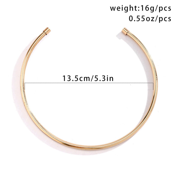 Metal Geometric Glossy Ring Style Women's Collar Choker Necklace
