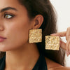 Metal Geometric Heart Flower Earrings For Women With Electroplating Style