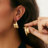 Metal Geometric Heart Flower Earrings For Women With Electroplating Style