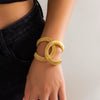 Metal Geometric Hollow Opening Bracelet With Electroplating For Women Minimalist Style