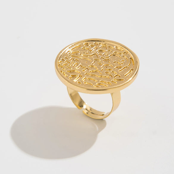 Metal Geometric Hollow Ring Electroplated For Women