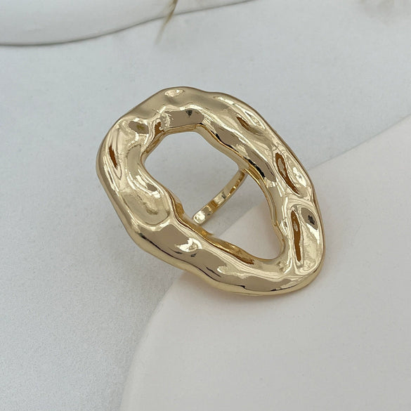 Metal Geometric Hollow Ring Electroplated For Women