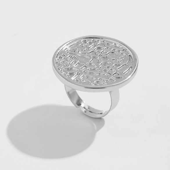 Metal Geometric Hollow Ring Electroplated For Women