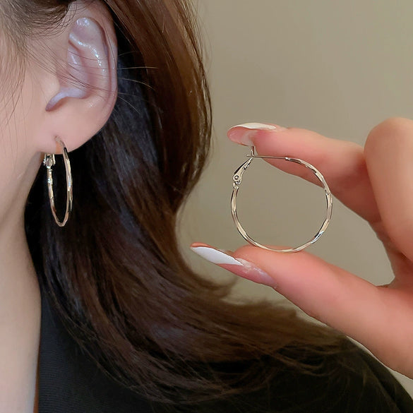 Metal Geometric Hoop Earrings Highend Luxury Electroplating Style For Women