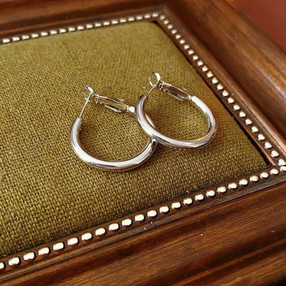 Metal Geometric Hoop Earrings Highend Luxury Electroplating Style For Women