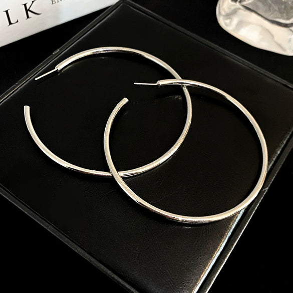 Metal Geometric Hoop Earrings Highend Luxury Electroplating Style For Women