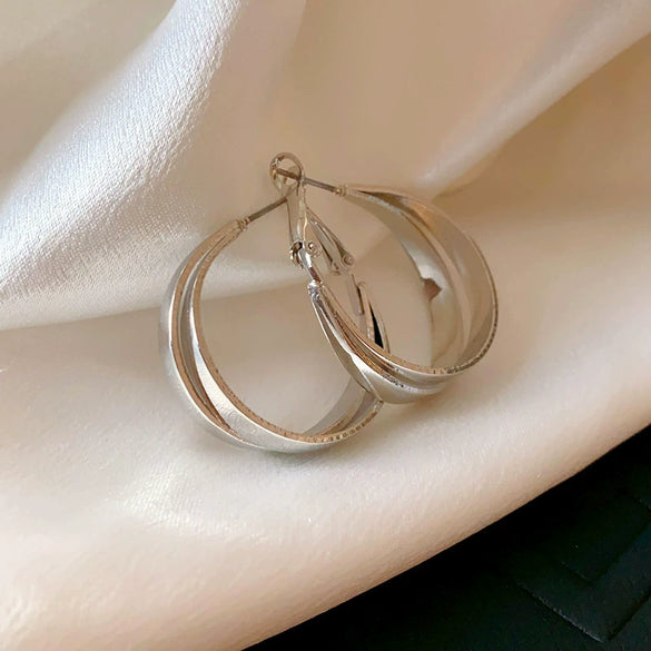 Metal Geometric Hoop Earrings Highend Luxury Electroplating Style For Women