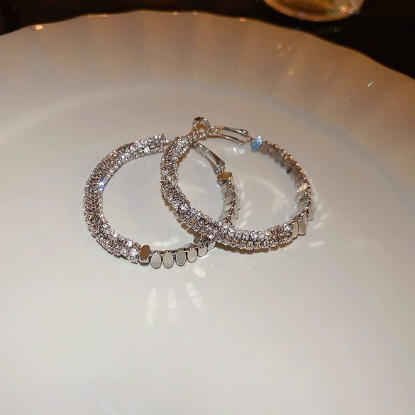Metal Geometric Hoop Earrings Highend Luxury Electroplating Style For Women