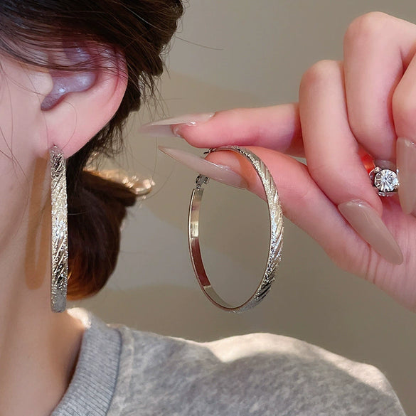 Metal Geometric Hoop Earrings Highend Luxury Electroplating Style For Women