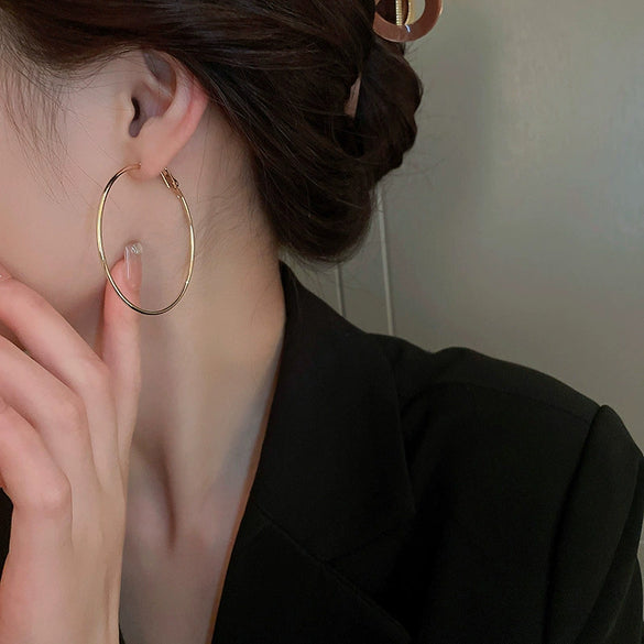 Metal Geometric Hoop Earrings Highend Luxury Electroplating Style For Women