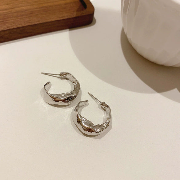 Metal Geometric Hoop Earrings Highend Luxury Electroplating Style For Women