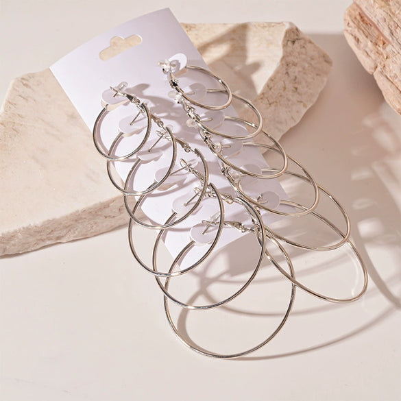 Metal Geometric Hoop Earrings Highend Luxury Electroplating Style For Women
