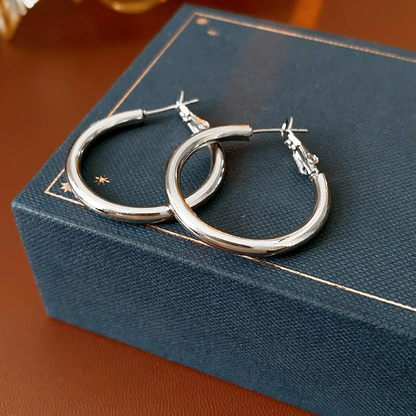Metal Geometric Hoop Earrings Highend Luxury Electroplating Style For Women
