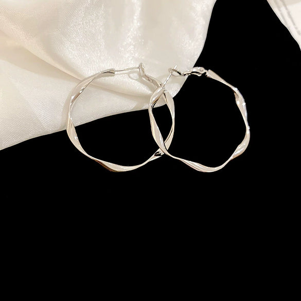 Metal Geometric Hoop Earrings Highend Luxury Electroplating Style For Women