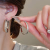 Metal Geometric Hoop Earrings Highend Luxury Electroplating Style For Women