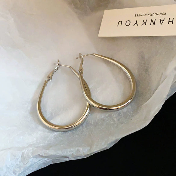 Metal Geometric Hoop Earrings Highend Luxury Electroplating Style For Women