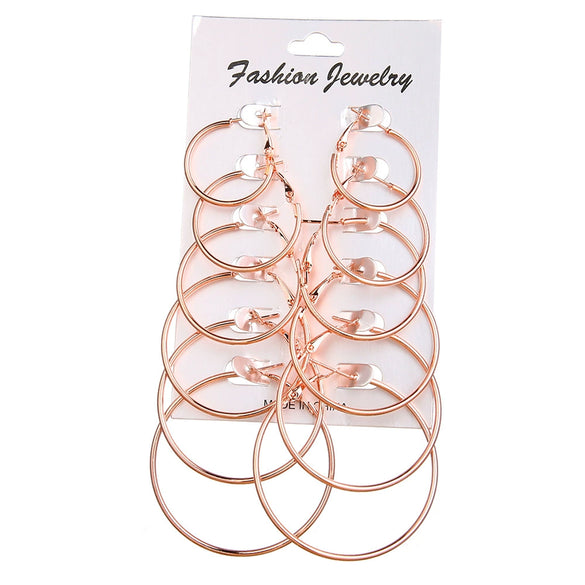 Metal Geometric Hoop Earrings Set Fashion Stylish Exaggerated Electroplated For Women