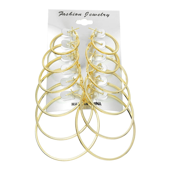 Metal Geometric Hoop Earrings Set Fashion Stylish Exaggerated Electroplated For Women