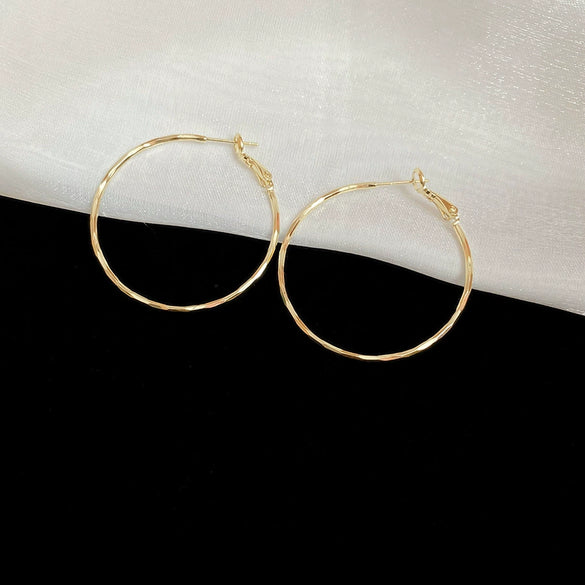 Metal Geometric Hoop Round Earrings For Women With Electroplating