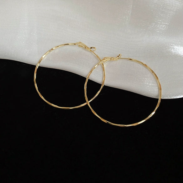 Metal Geometric Hoop Round Earrings For Women With Electroplating