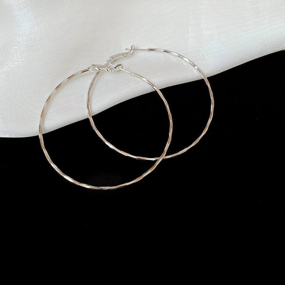 Metal Geometric Hoop Round Earrings For Women With Electroplating