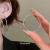 Metal Geometric Hoop Round Earrings For Women With Electroplating